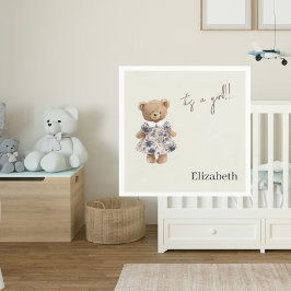Guardanapo De Papel Urso de pelúcia nome personalizado É uma menina Ch
