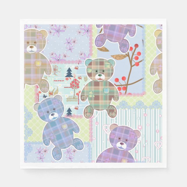 Guardanapo De Papel Urso de pelúcia, padrão de bebê (Frente)