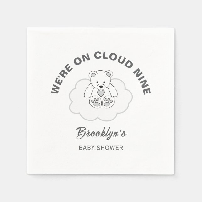 Guardanapo De Papel Urso de pelúcia para chá de bebê sem distinção de  (Frente)