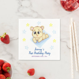 Guardanapo De Papel Urso de pelúcia personalizado para o primeiro aniv