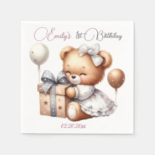 Guardanapo De Papel Urso de Teddy Bonito com Balões e Presentes