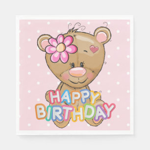 Guardanapo De Papel Urso de ursinho cor-de-rosa das bolinhas do