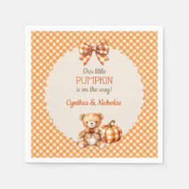 Guardanapo De Papel Urso de Xadrez de Outono Abóbora
