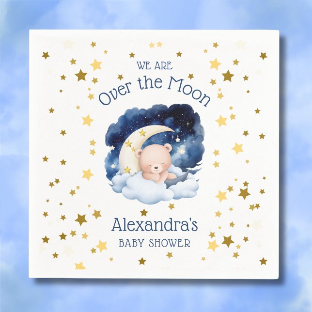 Guardanapo De Papel Urso Dourado De Teddy Sobre O Chá de fraldas Da Lu (Criador carregado)