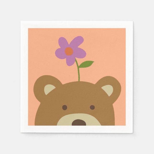 Guardanapo De Papel Urso e Flor (Frente)