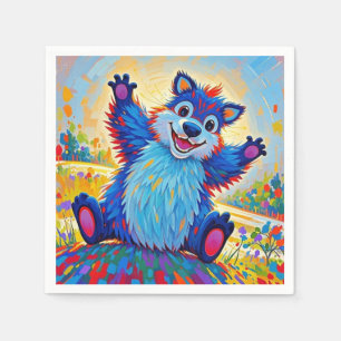 Guardanapo De Papel Urso engraçado feliz Arte abstrata de animal fofo