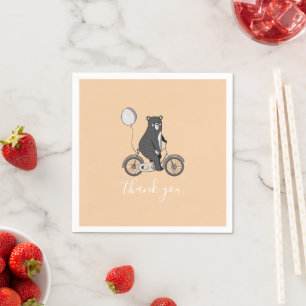 Guardanapo De Papel Urso Escandinavo na Bike Minimalist Obrigado