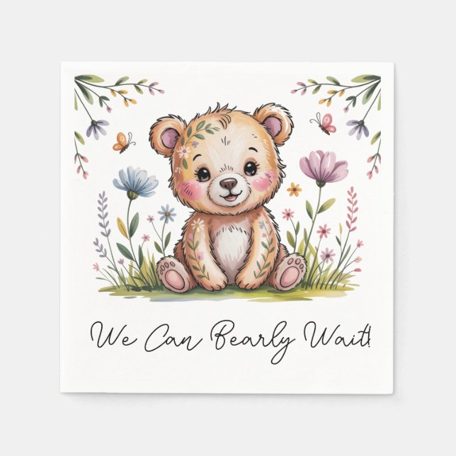 Guardanapo De Papel Urso Floral Que Podemos Ampliar Chá de fraldas De  (Frente)