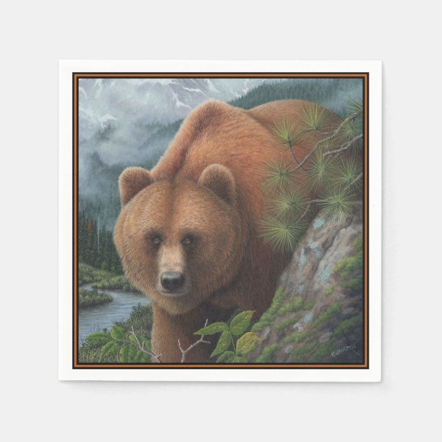 Guardanapo De Papel Urso Grizzly (Frente)