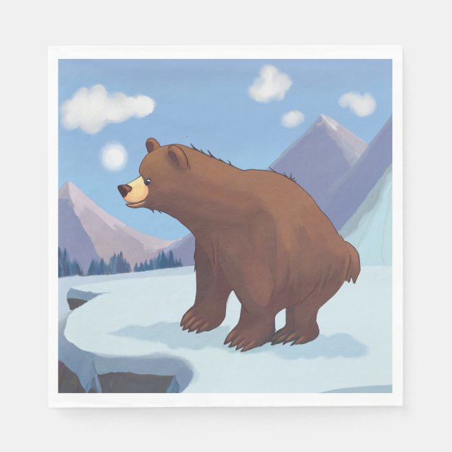 Guardanapo De Papel Urso marrom nas montanhas (Frente)