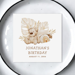 Guardanapo De Papel Urso Nêutrico De Boho Bonito. Parte aniversário de