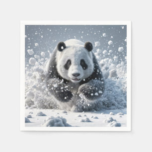 Guardanapo De Papel Urso Panda Correndo Na Neve