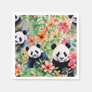 Guardanapo De Papel Urso Panda de Aquarela