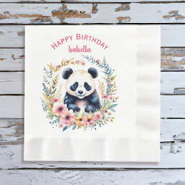 Guardanapo De Papel Urso Panda no Aniversário da Garota Flores Persona