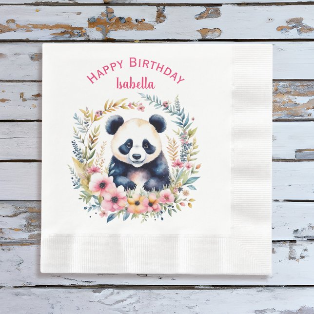 Guardanapo De Papel Urso Panda no Aniversário da Garota Flores Persona (Criador carregado)