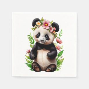 Guardanapo De Papel Urso Panda Transparente Com Flores