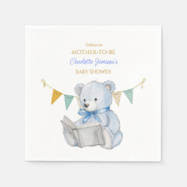 Guardanapo De Papel Urso Personalizado lendo um Chá de fraldas de livr