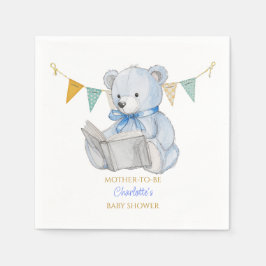Guardanapo De Papel Urso Personalizado lendo um Chá de fraldas de livr