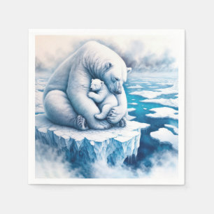 Guardanapo De Papel Urso Polar com o Cubo no Glaciar