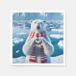 Guardanapo De Papel Urso Polar com Peças Formando Coração