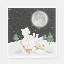 Guardanapo De Papel Urso Polar De Aquarela Em Sled