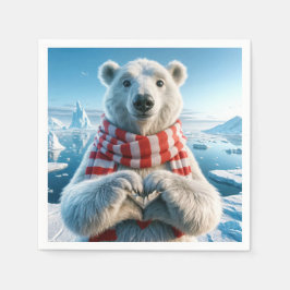 Guardanapo De Papel Urso Polar Formando Coração