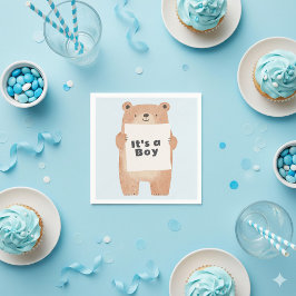 Guardanapo De Papel Urso segurando sinal azul-chá de fraldas