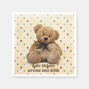 Guardanapo De Papel Ursos De Teddy Castanho Nas Bolinhas