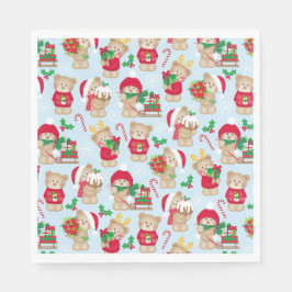 Guardanapo De Papel Ursos de Teddy de Natal em Vermelho e Verde