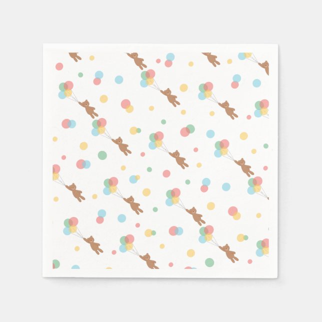 Guardanapo De Papel Ursos de Teddy e Balões (Frente)