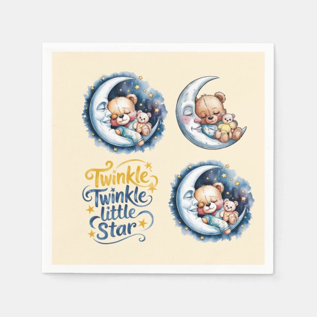 Guardanapo De Papel Ursos no Chá de fraldas Moonlight Boy (Frente)
