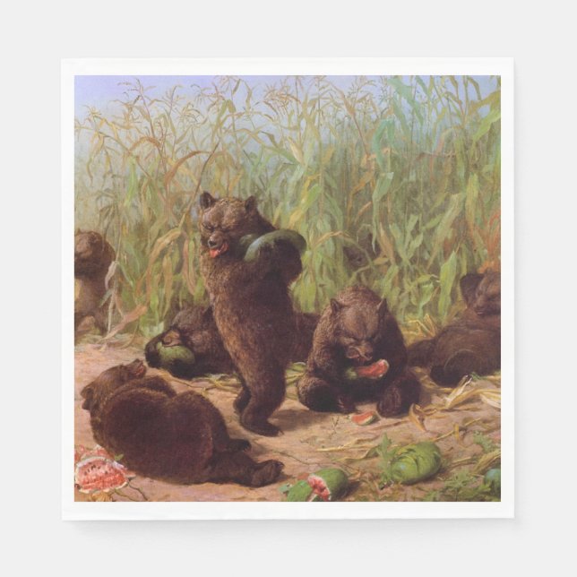 Guardanapo De Papel Ursos no Sistema de Melancia (por W.H. Beard) (Frente)