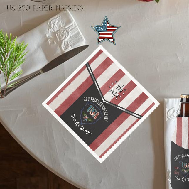 Guardanapo De Papel US 250 We the People Patriotic Anniversary Paper  (US 250 We the People Patriotic Anniversary Paper Napkins)