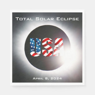 Guardanapo De Papel US FLAG Elipse solar total, 8 de abril de 2024