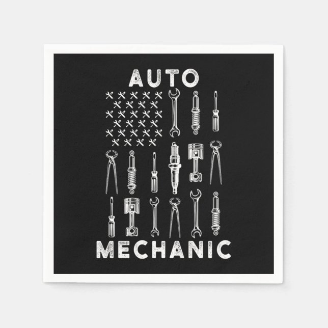 Guardanapo De Papel US Flag Wrench Workshop Screwdriver Mechanic Gift (Frente)