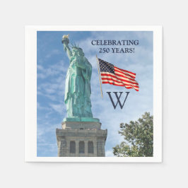 Guardanapo De Papel USA 250 American Flag Statue of Liberty Monogram 