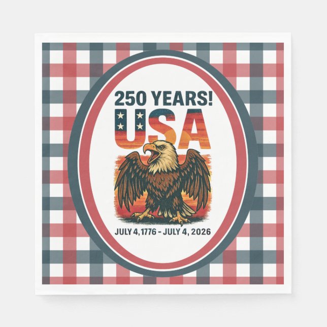 Guardanapo De Papel USA 250 Years – Patriotic Bald Eagle July 4th 2026 (Frente)