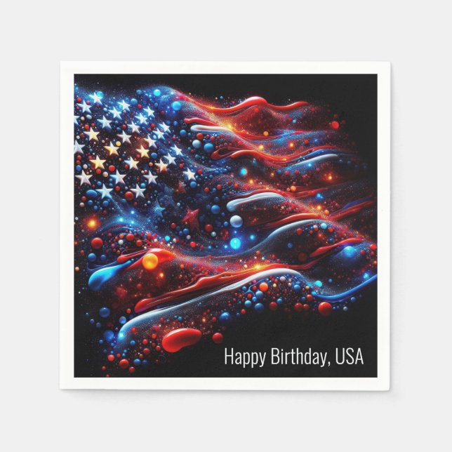 Guardanapo De Papel USA Flag Paint Splatters 4 De Julho (Frente)