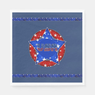 Guardanapo De Papel USA Paper Napkins Red, White, Blue