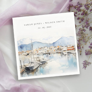 Guardanapo De Papel Ushuaia, Argentina Paisagem Aquarela Casamento