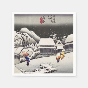 Guardanapo De Papel Utagawa Hiroshige - Neve à noite em Kanbara