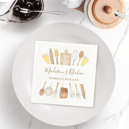 Guardanapo De Papel Utensílios de Cozinha Personalizados com Aquarela