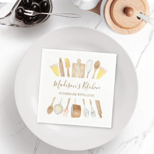 Guardanapo De Papel Utensílios de Cozinha Personalizados com Aquarela