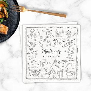Guardanapo De Papel Utensílios de Cozinha Personalizados Desenhados à