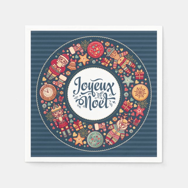 Guardanapo De Papel Uvas de Natal clássicas de Joyeux Noel  (Frente)