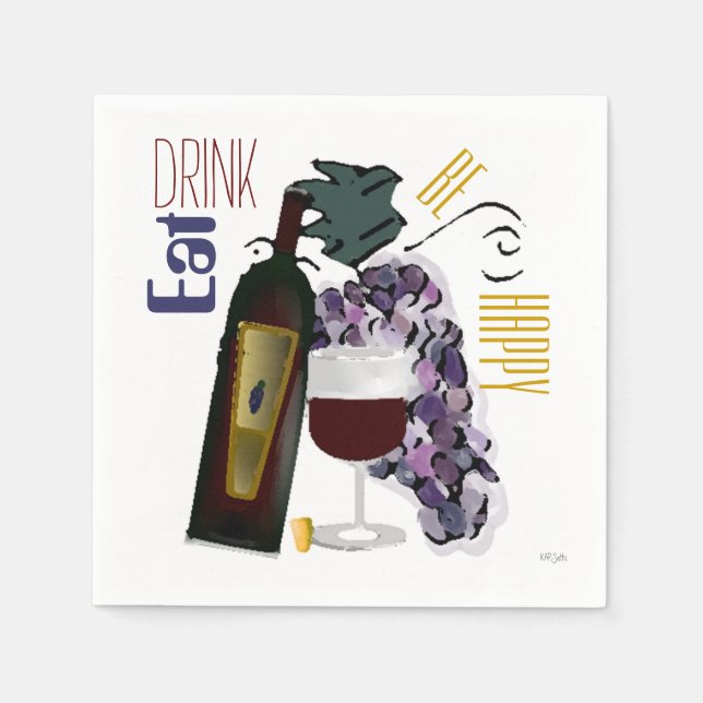 Guardanapo De Papel Uvas de ocasião em vinho (Frente)