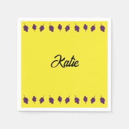 Guardanapo De Papel Uvas roxas personalizadas amarelas