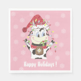 Guardanapo De Papel Vaca de rabo com luz de Natal Papel cor-de-rosa Ná