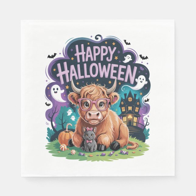 Guardanapo De Papel Vaca do Halloween Cute Highland (2) (Frente)