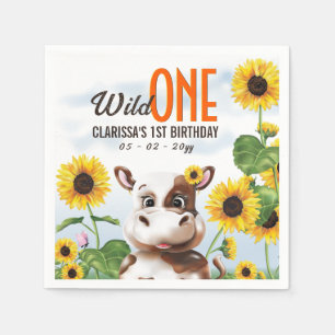 Guardanapo De Papel Vaca Girassol Primeiro Aniversário